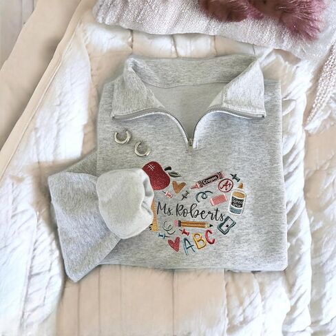 نوني مخصصة للمعلم Quarter Zip Sweatshirt ، مطرزة مخصصة تعليم قميص Sweatshirt ، هدايا المعلمين ، تعليم Sweatshirts in Kuwait