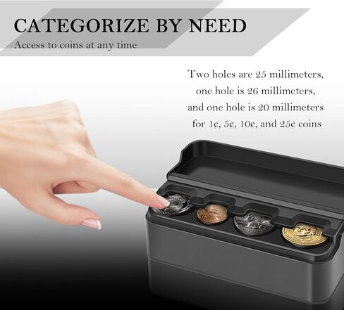 Coin Holder for Cars,Large-Capacity Change Holder for Cars Compatible with Coins of 1¢,5¢,10¢,25¢,Stylish & Portable Car Coin Holders for Car Cup Holders/Dashboard (Pink) in Saudi Arabia