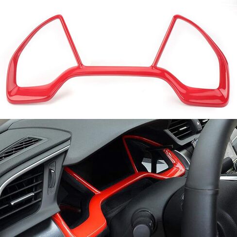 CNINBA13 Auto Red Dashboard Discorative Frame Front Console Cover Veh Air Cover trim for Honda Civic 10th Gen 2016 2017 2018 in Saudi Arabia