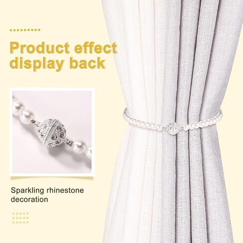 2pcs bow starbacks magnetic stibbacks ، stail لؤلؤة أبيض الستار ظهور مغنطيت الستار Tiebacks حاملي الستار الأنيقة ل Draperies Home Home Startain Cartin in Saudi Arabia