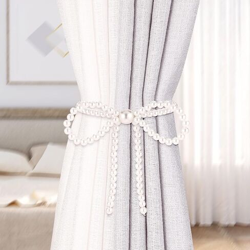 2pcs bow starbacks magnetic stibbacks ، stail لؤلؤة أبيض الستار ظهور مغنطيت الستار Tiebacks حاملي الستار الأنيقة ل Draperies Home Home Startain Cartin in Saudi Arabia