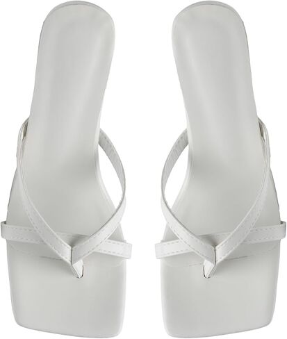 Mggmokay للسيدات هريرة الكعب الصندل Square Square Tee Open Toe Flip Flops Women Cheels in Kuwait