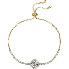 18K Gold Plated Tennis Bracelet for Women with Sparkling Zirconia Stones, Adjustable Size, Elegant Gift for Chrismas, Wedding, Party, Mom, Girlfrined, Birthay in Saudi Arabia