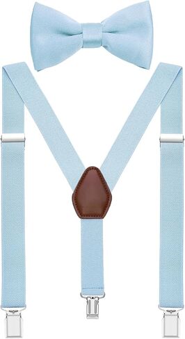Mens Boys Suspender and Bow Tie Set Y Back Elastic Adjustable in Saudi Arabia