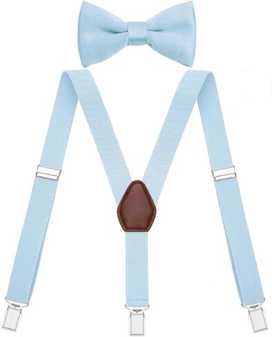 Mens Boys Suspender and Bow Tie Set Y Back Elastic Adjustable in Saudi Arabia