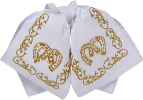 Artisanal Embroidered Kids Charro Bow Tie 50% Cotton, 50% Polyester White/Gold in Saudi Arabia