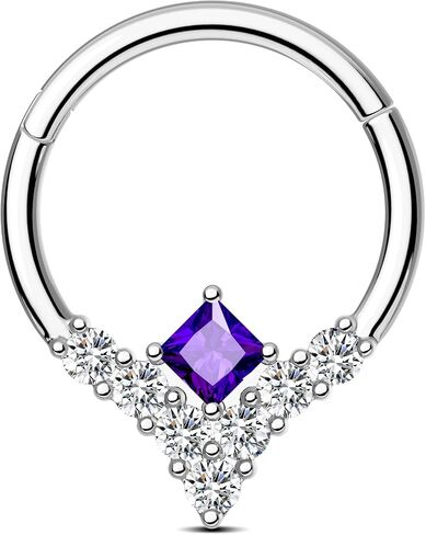 CM Crareesi Mania Dainty Septum Ring 16G 8mm Septum Piercing Jewelry 316L Stainless Steel Daith Earrings for Women Square CZ 10mm in Saudi Arabia