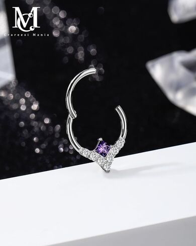 CM Crareesi Mania Dainty Septum Ring 16G 8mm Septum Piercing Jewelry 316L Stainless Steel Daith Earrings for Women Square CZ 10mm in Saudi Arabia