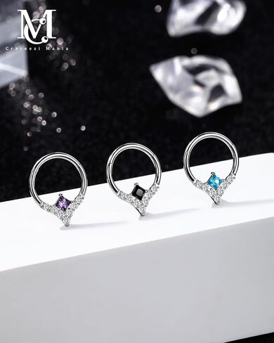 CM Crareesi Mania Dainty Septum Ring 16G 8mm Septum Piercing Jewelry 316L Stainless Steel Daith Earrings for Women Square CZ 10mm in Saudi Arabia
