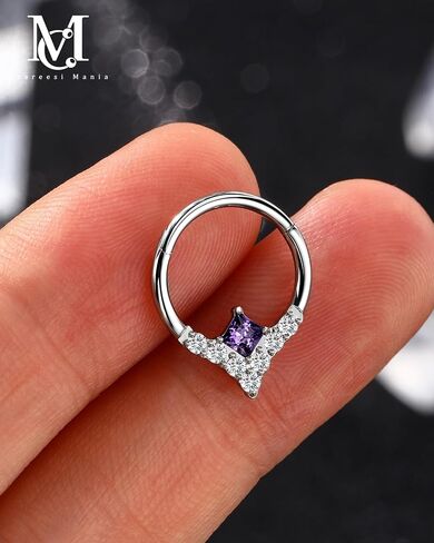 CM Crareesi Mania Dainty Septum Ring 16G 8mm Septum Piercing Jewelry 316L Stainless Steel Daith Earrings for Women Square CZ 10mm in Saudi Arabia