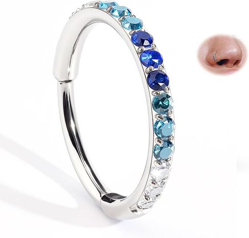 Bodybonita 20g التدرج CZ Rings Hoops for Women - 316L STEMICAL STEMICAL STAME BIRCINGS FCROOM SEPTUM RINGS NOSTRILLY GRATILAGE HELIX ROOK TRAGUS DAITH أقراط 6 7 8 ملم in Saudi Arabia