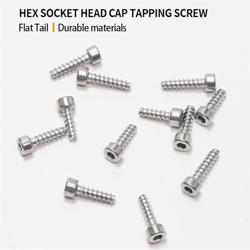 20-50 Pieces Stainless Steel Hex Socket Self Tapping Screws - M2, M2.6, M3, M3.5, M4, M5 Allen Screws with Flat Head for Permanent Fixing (M4x6mm 20pcs) in Saudi Arabia
