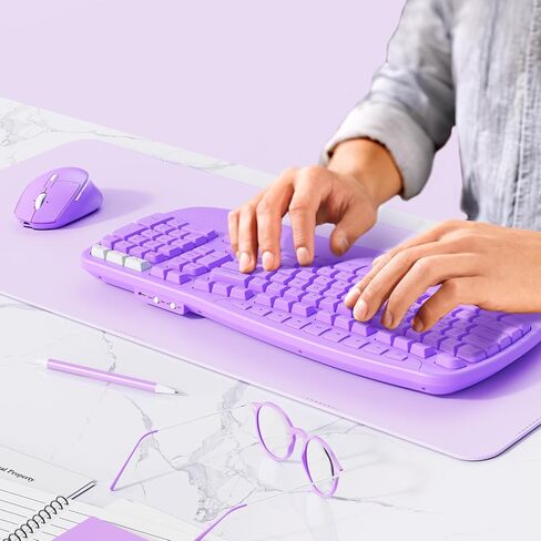 MEETION Wave Ergonomic Keyboard and Mouse Wireless, USB/Bluetooth Wave Ergo Keyboard with Wrist Rest, 4 DPI Adjustable Swing Wheel Silent Wireless Mouse Rechargeable for Windows/Mac/Android Black in Saudi Arabia