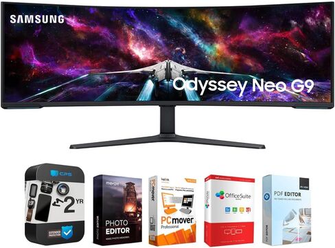 SAMSUNG 49" Odyssey G9 G95C DQHD 240Hz DisplayHDR 1000 Curved Gaming Monitor Bundle with Tech Smart USA Elite Suite 18 Standard Editing Software Bundle + 1 Year CPS Enhanced Protection Pack in Saudi Arabia