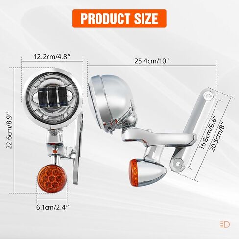 XFMT Motorcycle 4.5" Auxiliary Spot Fog Light LED Turn Signal Light W/Bracket For Harley Touring Road King 1994-Later Electra Glide 1997-Later Street Glide FLHX 2006-Later, Chrome in Kuwait