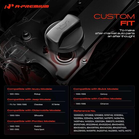 A-Premium Engine Oil Piller Cap Cap Cap متوافق مع شيفروليه Malibu و Impala و Camaro و Corvette و Blazer و Caprice & Buick Apollo و Opel و Skylark & Cadillac & GMC & Isuzu & Jeep & Oldsmobile & Pontiac in Kuwait