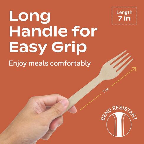CORAL 100% Compostable Spoons & Forks Set 220 Pieces - No Plastic Cutlery 110 Forks, 110 Soup Spoons - Break-Resistant with Smooth Edges, Ocean Friendly Alternative to Plastic Utensils - Biodegradable in Kuwait