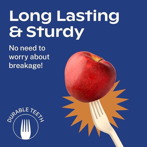 CORAL 100% Compostable Spoons & Forks Set 220 Pieces - No Plastic Cutlery 110 Forks, 110 Soup Spoons - Break-Resistant with Smooth Edges, Ocean Friendly Alternative to Plastic Utensils - Biodegradable in Kuwait