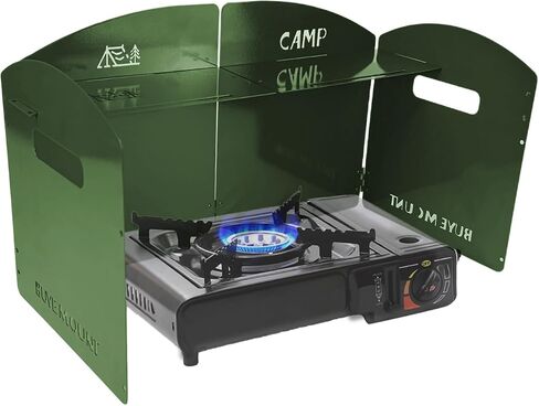 YBTMG Folding Windscreen Camp Stove with Storage Shelf, 4 Plates Steel Gas Stove Windshield with Drawstring Bag for Outdoor Picnic, BBQ, Hiking, Backpacking in Saudi Arabia