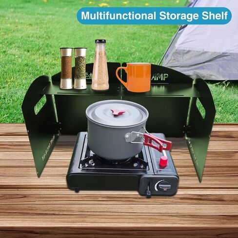 YBTMG Folding Windscreen Camp Stove with Storage Shelf, 4 Plates Steel Gas Stove Windshield with Drawstring Bag for Outdoor Picnic, BBQ, Hiking, Backpacking in Saudi Arabia