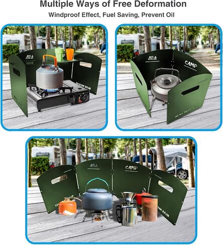 YBTMG Folding Windscreen Camp Stove with Storage Shelf, 4 Plates Steel Gas Stove Windshield with Drawstring Bag for Outdoor Picnic, BBQ, Hiking, Backpacking in Saudi Arabia