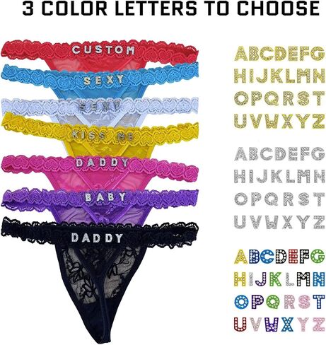 2-Pack Custom Personalized Thongs With His Name Custom thong with Special Meaning Cute Lace Thong for Her Valentine's Day Black in Saudi Arabia