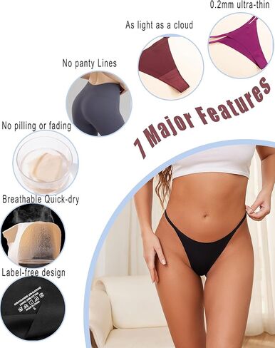 Murimia G String Thongs for Women Sexy Seamless Underwear T-back Low Rise Breathable Bikini Panties in Kuwait