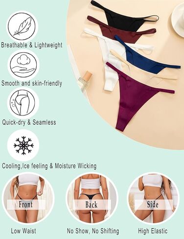 Murimia G String Thongs for Women Sexy Seamless Underwear T-back Low Rise Breathable Bikini Panties in Kuwait