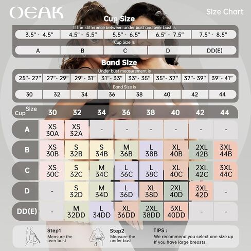 OEAK Womens Deep V Bras Wireless Latte & Womens Cotton Thongs Seamless Nude M in Saudi Arabia