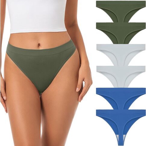Jo & Bette Seamless Thongs for Women - High Waist Panties 6 Pack - Thong Underwear Pack Breathable No show Sports in Saudi Arabia