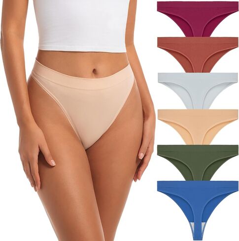 Jo & Bette Seamless Thongs for Women - High Waist Panties 6 Pack - Thong Underwear Pack Breathable No show Sports in Saudi Arabia