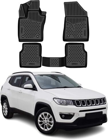 Omac Floor Mats Liner for Jeep Compass 2017-2025 Black TPE All-Weather 4 PCS in Kuwait