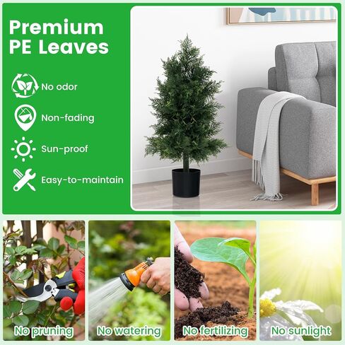 Goplus 3ft 3ft Topiary Cedar Tree ، Faux Potted Plants Tree Cypress Tree مع وعاء من البلاستيك الأسمنت ، توبيري مصطنع دائمة الخضرة لديكور الشرفة الأمامية الداخلية في الهواء الطلق في الهواء الطلق in Saudi Arabia