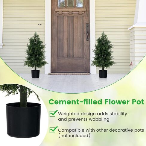 Goplus 3ft 3ft Topiary Cedar Tree ، Faux Potted Plants Tree Cypress Tree مع وعاء من البلاستيك الأسمنت ، توبيري مصطنع دائمة الخضرة لديكور الشرفة الأمامية الداخلية في الهواء الطلق في الهواء الطلق in Saudi Arabia