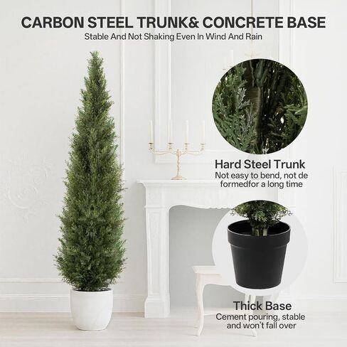 5FT Artificial Cedar Topiary Trees, 2Pack Lifelike UV Protected Faux Cedar Tree Fake Cypress Trees Evergreen Plants for Front Door Decor, Porch, Garden, Entryway in Saudi Arabia