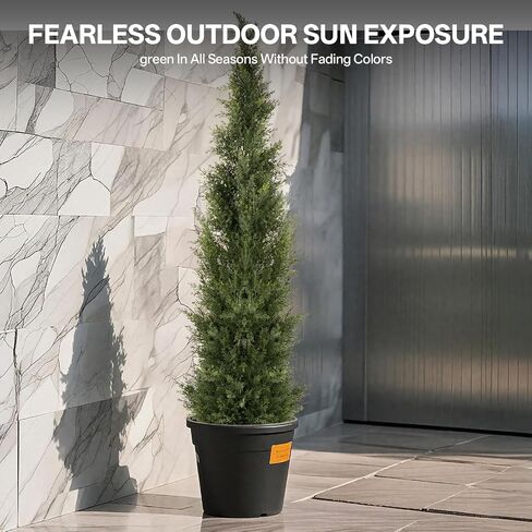 5FT Artificial Cedar Topiary Trees, 2Pack Lifelike UV Protected Faux Cedar Tree Fake Cypress Trees Evergreen Plants for Front Door Decor, Porch, Garden, Entryway in Saudi Arabia