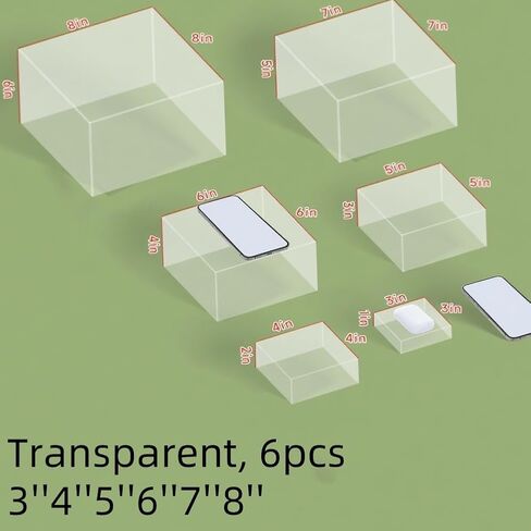 8 بوفيه ناهدات الشاشة المكعب الأكريليك يقف صناديق الصناديق مع قيعان جوفاء معروضة طاولة حلوى مجموعة من الناهضات تعشش الغذاء لطاولة بوفيه ، طعام حلوى كب كيك ، حفلات الغداء ، حفلات الزفاف (شفافة ، 6pcs-3'4'5'6'7'7'8 '') in Kuwait