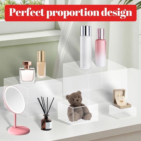 8 بوفيه ناهدات الشاشة المكعب الأكريليك يقف صناديق الصناديق مع قيعان جوفاء معروضة طاولة حلوى مجموعة من الناهضات تعشش الغذاء لطاولة بوفيه ، طعام حلوى كب كيك ، حفلات الغداء ، حفلات الزفاف (شفافة ، 6pcs-3'4'5'6'7'7'8 '') in Kuwait