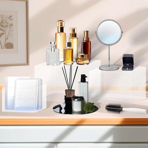 8 بوفيه ناهدات الشاشة المكعب الأكريليك يقف صناديق الصناديق مع قيعان جوفاء معروضة طاولة حلوى مجموعة من الناهضات تعشش الغذاء لطاولة بوفيه ، طعام حلوى كب كيك ، حفلات الغداء ، حفلات الزفاف (شفافة ، 6pcs-3'4'5'6'7'7'8 '') in Kuwait