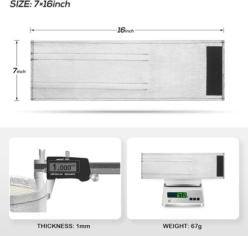 غطاء حاجز FLASLD Starter Heat Shield مقاس 7 بوصة × 24 بوصة - عازل للحرارة من الألومنيوم والألياف الزجاجية ذات درجة حرارة عالية in Saudi Arabia