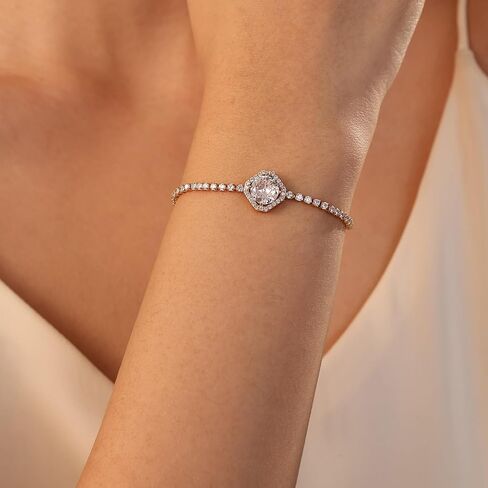 18K Gold Plated Tennis Bracelet for Women with Sparkling Zirconia Stones, Adjustable Size, Elegant Gift for Chrismas, Wedding, Party, Mom, Girlfrined, Birthay in Saudi Arabia