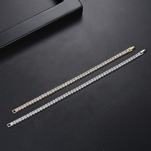 سوار تنس مربع كلاسيكي مويسانيت في الذهب 14K للنساء ، الملحقات الأنيقة ، رائعة للاحتفالات والاحتفالات بالذكرى السنوية in Saudi Arabia