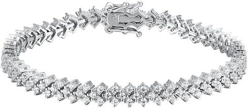 S925 Sterling Silver Round Cut Diamond Tennis Bracelet | D-Color VVS1 Grid Design | Memorable Birthday Gift for Women in Saudi Arabia