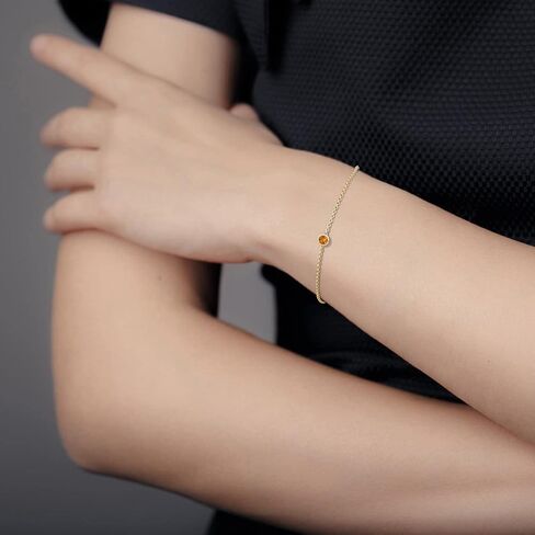 Angara Natural Citrine Chain Bracelet for Women in 14K Solid Gold | November Birthstone, Birthday, Engagement, Anniversary, Wedding Jewelry Gift for Women in Saudi Arabia
