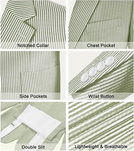 Mens Blue Seersucker Summer Suits Grooms Sear Sucker Suit for Wedding Mens Formal Suits Slim Fit in Kuwait