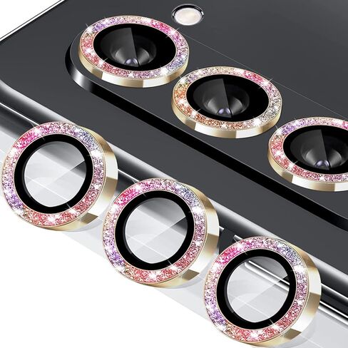 for Galaxy Z Fold 5 Camera Lens Protector Glitter Bling Individual Aluminium Alloy Ring 9H Tempered Glass Decorative Accessories Camera Cover for Samsung Galaxy Z Fold 5 Glitter Silver in Saudi Arabia