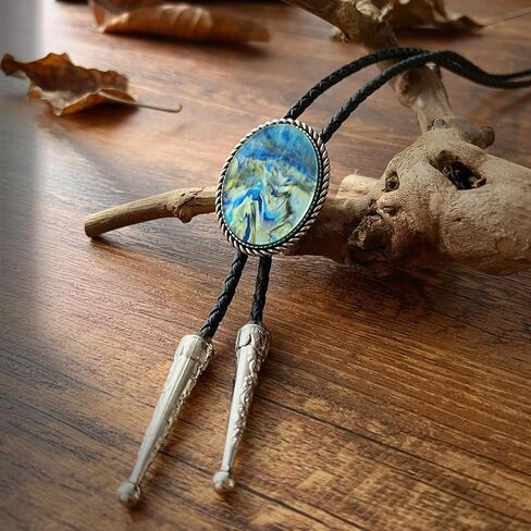 Braided Shoestring Braided Tie With Engraving Stone Charm Necktie Necklace Country Braided Tie in Saudi Arabia