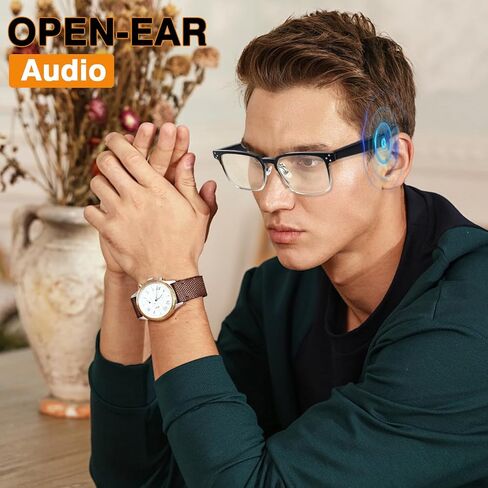 Smart Glasses, Bluetooth Audio Music Glasses for Men Women with Bluetooth Speaker,Voice Control and Anti-Blue Light Lenses, Open Ear Music&Hands-Free Calling (Black Silver) in Saudi Arabia