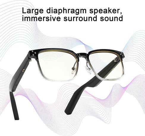 Smart Glasses, Bluetooth Audio Music Glasses for Men Women with Bluetooth Speaker,Voice Control and Anti-Blue Light Lenses, Open Ear Music&Hands-Free Calling (Black Silver) in Saudi Arabia