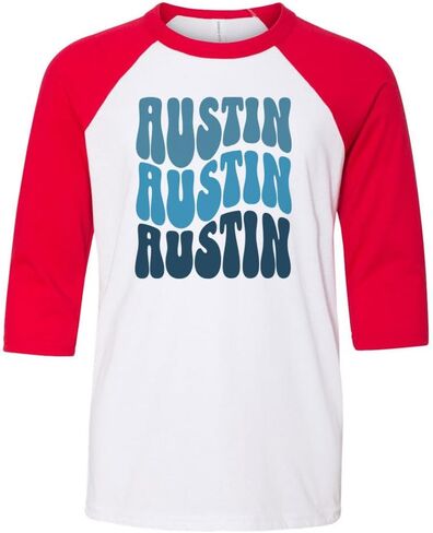 Wavy Austin Kids Three-Quarter Raglan Sleeve Baseball Shirt Youth in Saudi Arabia